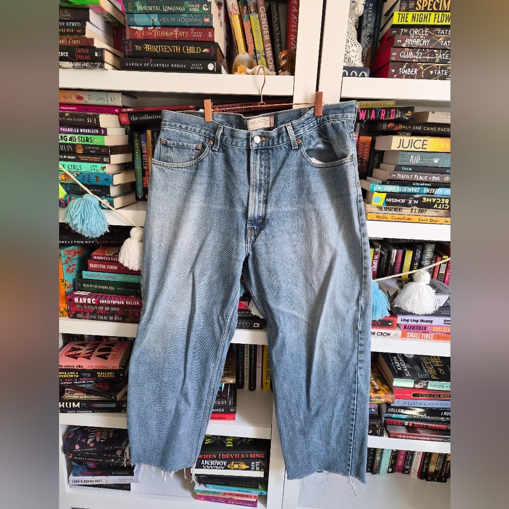 Levi's Vintage Baggy Dad Denim Relaxed Fit Light Blue Jeans Distressed Retro